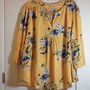 St. Johns Bay Yellow flowered top size 2X